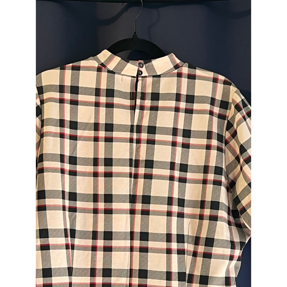 Sanctuary Womens Plaid Mock Neck Shift Dress Beige Black Red Short Sleeve 1X - Picture 3 of 7